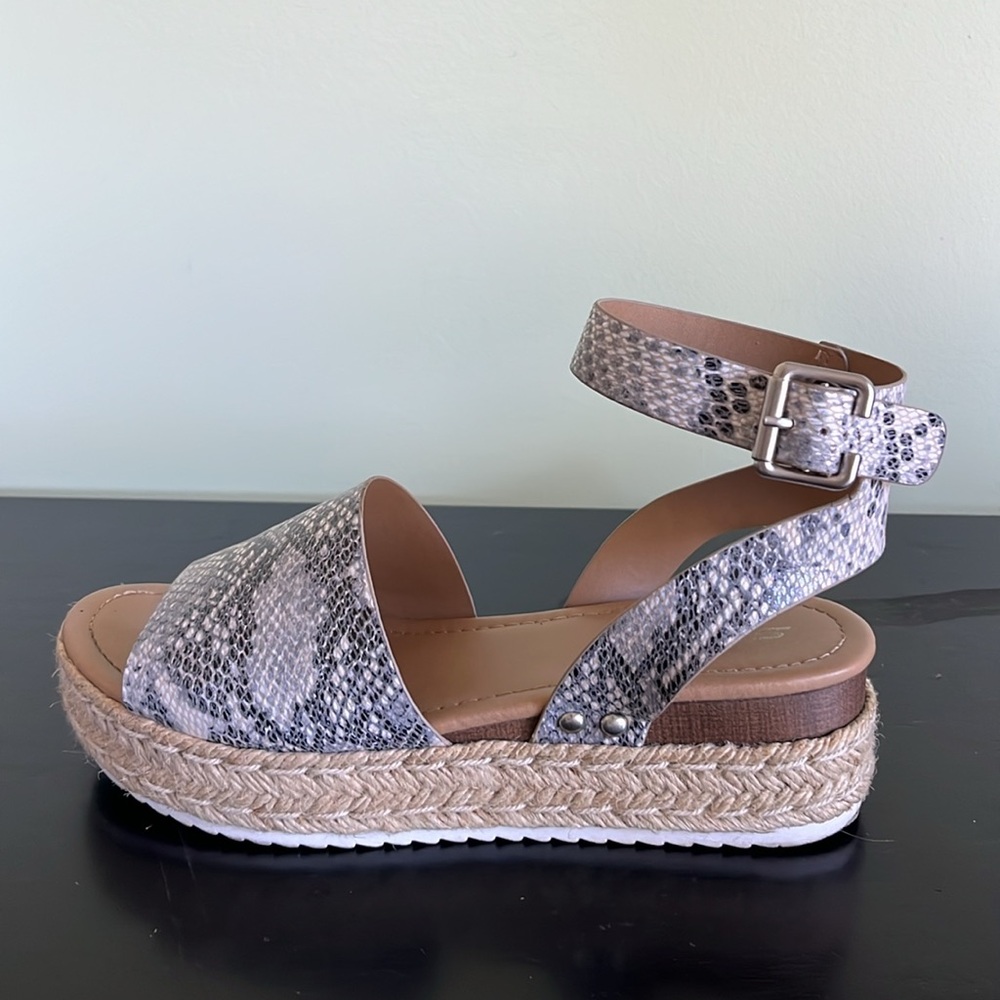 Soda Topic Beige Python Platform Espadrille Wedge… - image 2
